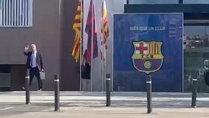 Joan Laporta y Rafa Yuste abandonan las oficinas del Camp Nou