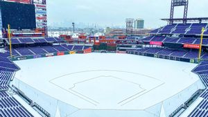 El estadio de los Philadelphia Phillies, con el campo cubierto de nieve El estadio de los Philadelphia Phillies, con el campo cubierto de nieve