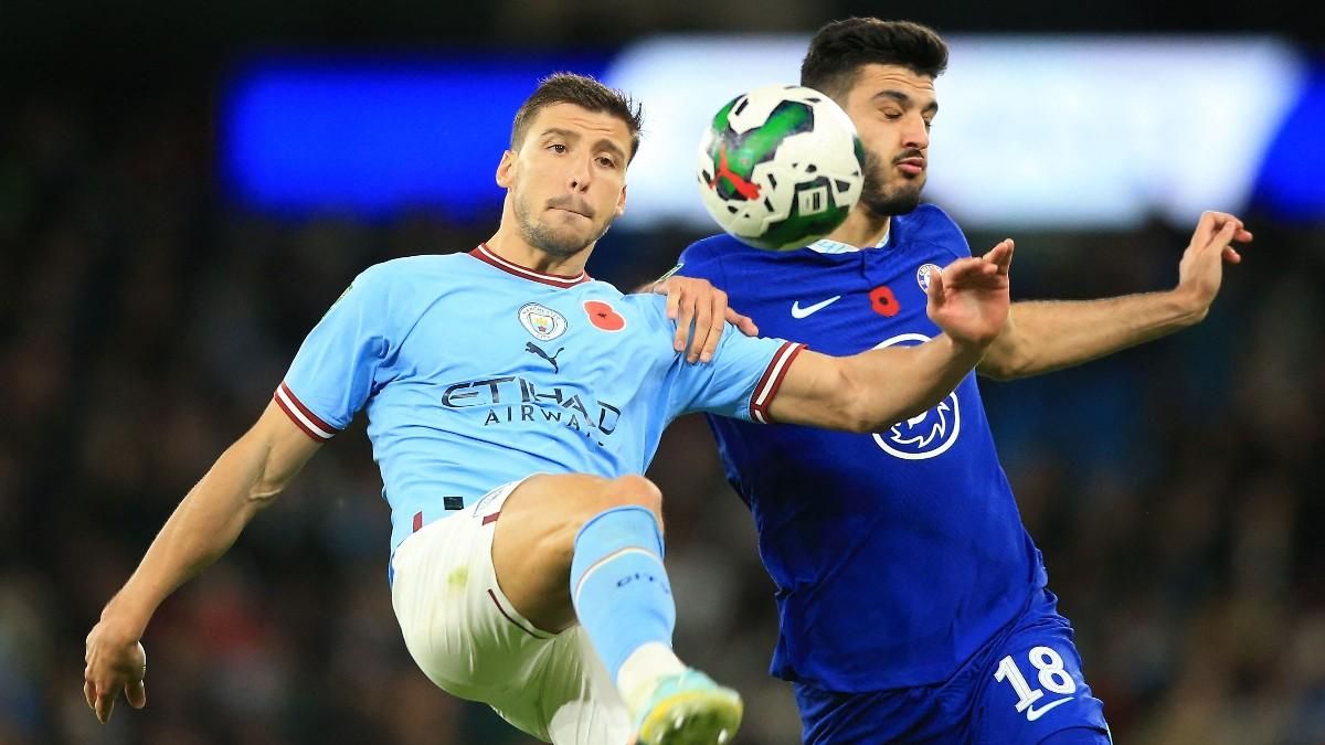 Ruben Dias y Armando Broja en un partido de la EFL Cup Ruben Dias y Armando Broja en un partido de la EFL Cup