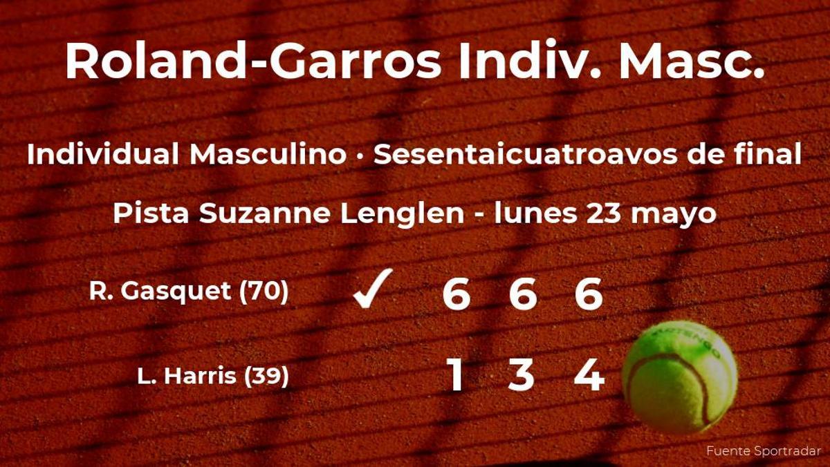 El tenista Richard Gasquet, clasificado para los treintaidosavos de final de Roland-Garros