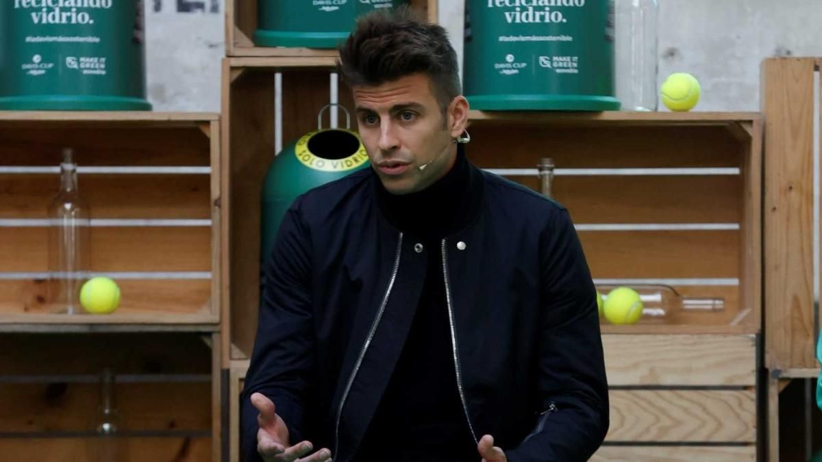 Piqué, durante el acto de presentación de la Davis Piqué, durante el acto de presentación de la Davis