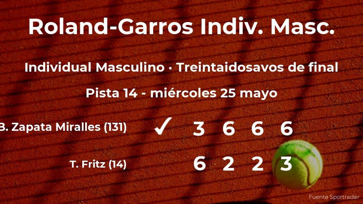 Bernabé Zapata Miralles estará en los dieciseisavos de final de Roland-Garros