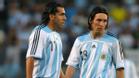 Messi y Tévez en un partido de la Copa América 2007