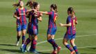 El Barça femenino celebrando un gol