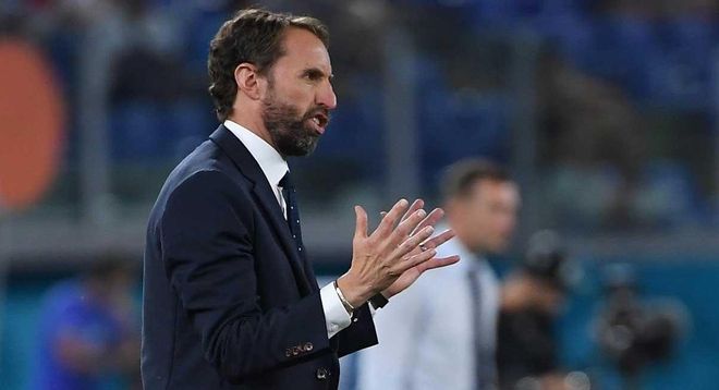 Gareth Southgate, durante el partido ante Ucrania. Gareth Southgate, durante el partido ante Ucrania.