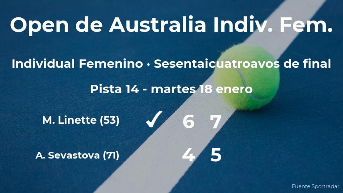 La tenista Magda Linette le quita el puesto de los treintaidosavos de final a Anastasija Sevastova