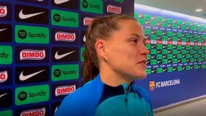 Claudia Pina habló en el Media Day antes del partido ante el Bayern en el Camp Nou