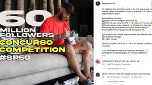 El post de Sergio Ramos celebrando los 60 millones de seguidores