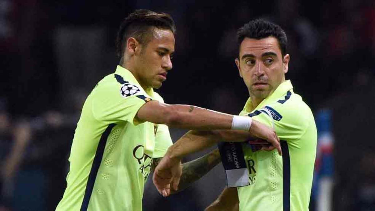 Xavi y Neymar durante su época en el Barça