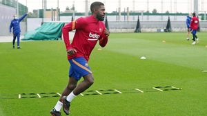 Umtiti, en una imagen reciente entrenando Umtiti, en una imagen reciente entrenando