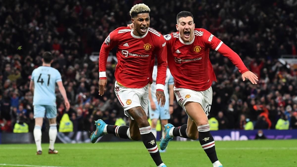 Marcus Rashford y Diogo Dalot celebran un gol ante el West Ham Marcus Rashford y Diogo Dalot celebran un gol ante el West Ham