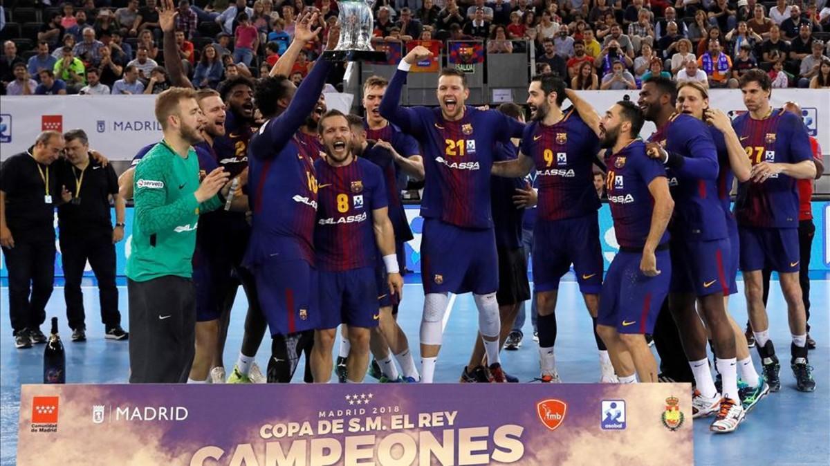 El Barça celebra el título de Copa
