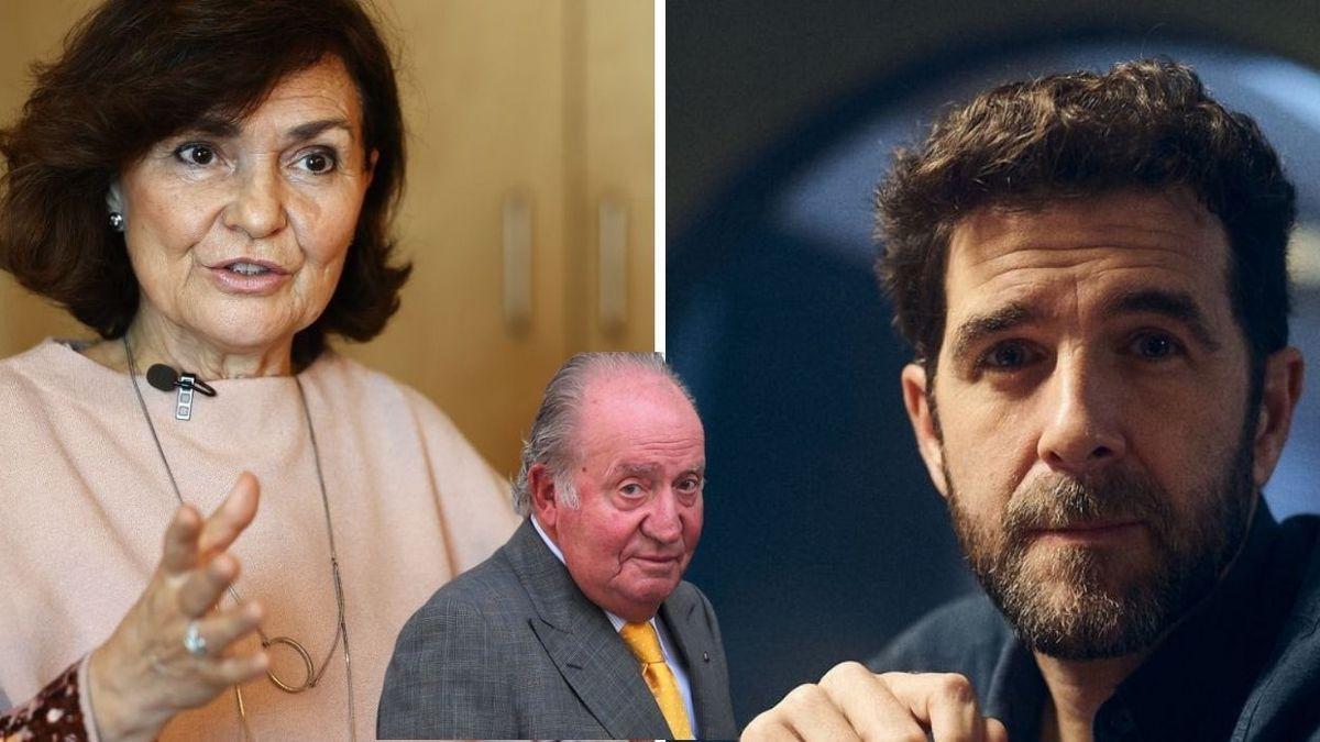 La exvicepresidenta del Gobierno, la socialista Carmen Calvo, y el periodista vigués Fernando González Gonzo la lían en Twitter a cuenta de la llegada del rey emérito a Galicia.