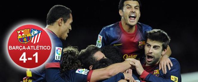 El Barça pudo celebrar cuatro goles y reafirmarse en el liderato ante el Atlético El Barça pudo celebrar cuatro goles y reafirmarse en el liderato ante el Atlético