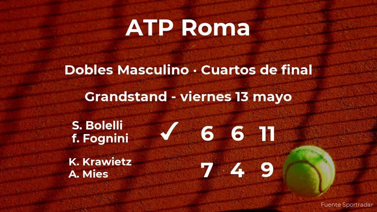 Los tenistas Bolelli y Fognini pasan a las semifinales del torneo ATP 1000 de Roma