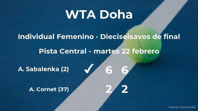 La tenista Aryna Sabalenka, clasificada para los octavos de final del torneo WTA 1000 de Doha