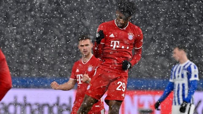Coman, celebrando un gol ante el Hertha Coman, celebrando un gol ante el Hertha