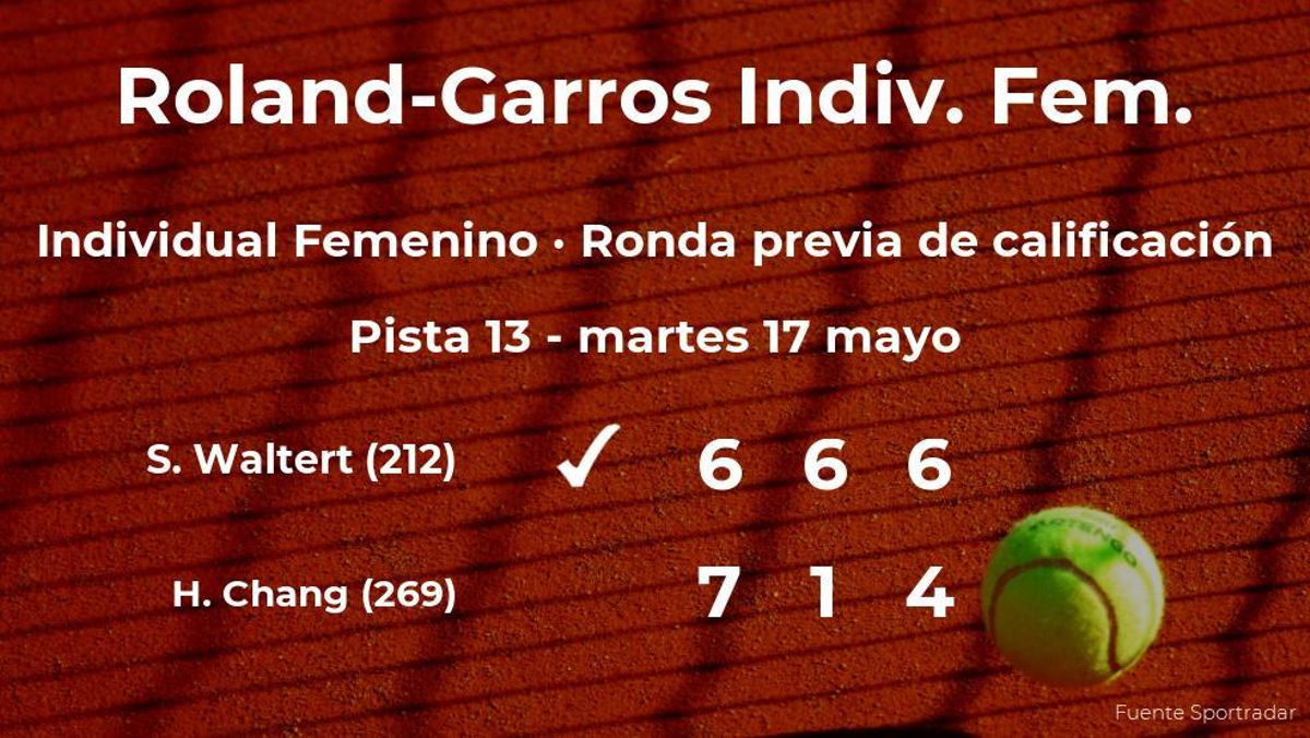 Simona Waltert consigue ganar en la ronda previa de calificación a costa de Hanna Chang Simona Waltert consigue ganar en la ronda previa de calificación a costa de Hanna Chang