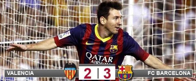 Messi logró un hat-trick en Mestalla Messi logró un hat-trick en Mestalla