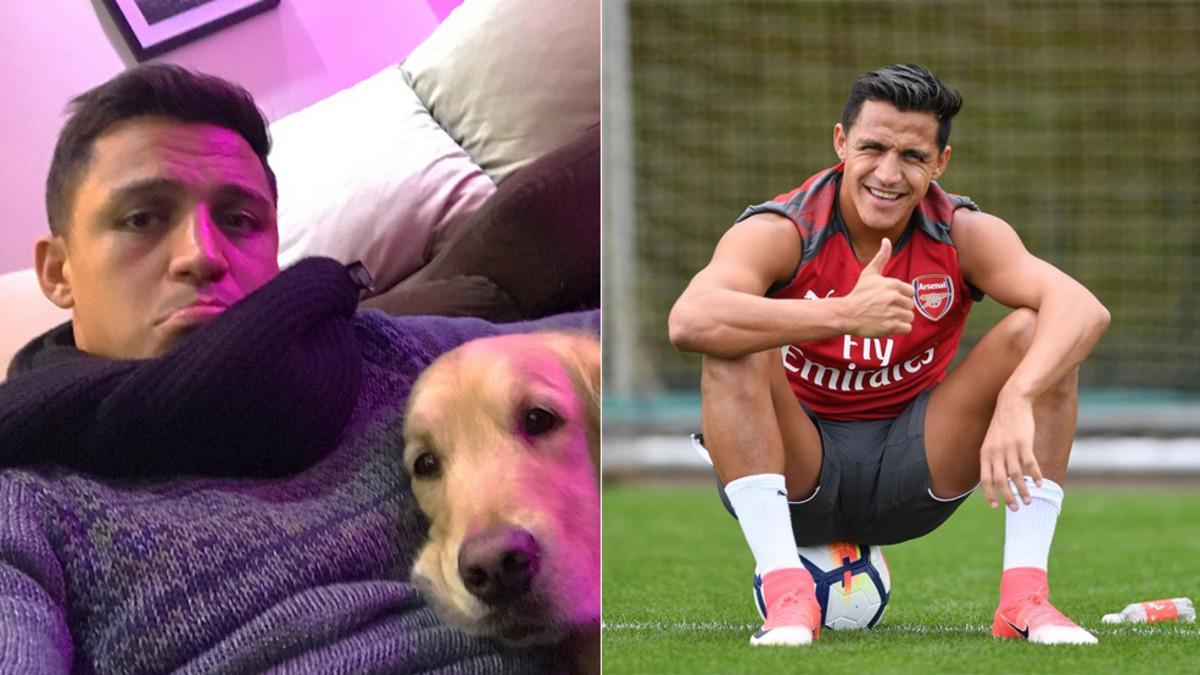 Alexis, el domingo, y este martes en el entrenamiento del Arsenal