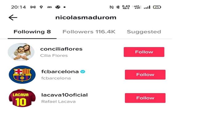 Nicolás Maduro sigue al FC Barcelona en TikTok Nicolás Maduro sigue al FC Barcelona en TikTok