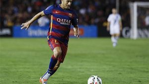Pedro, en un partido de pretemporada con el Barça Pedro, en un partido de pretemporada con el Barça