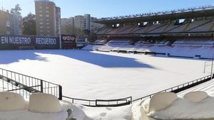 El campo de Vallecas, cubierto en nieve El campo de Vallecas, cubierto en nieve