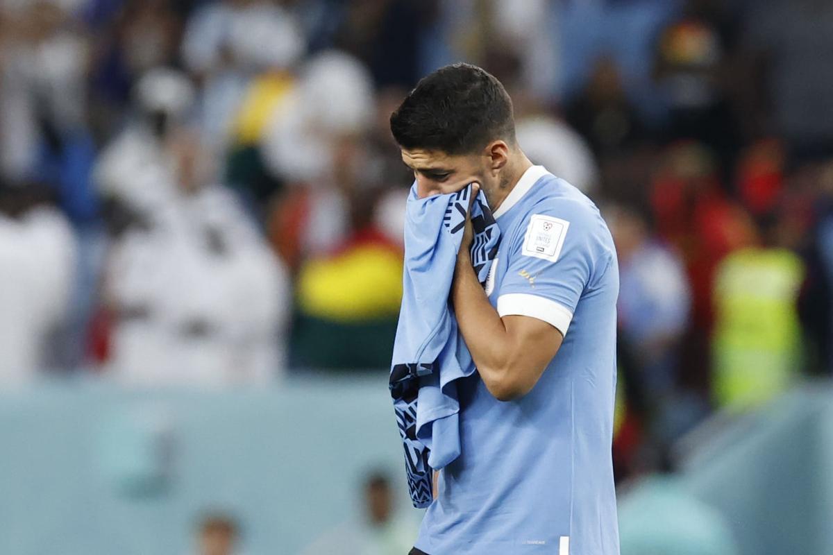 Luis Suárez, entre lágrimas tras la eliminación de Uruguay