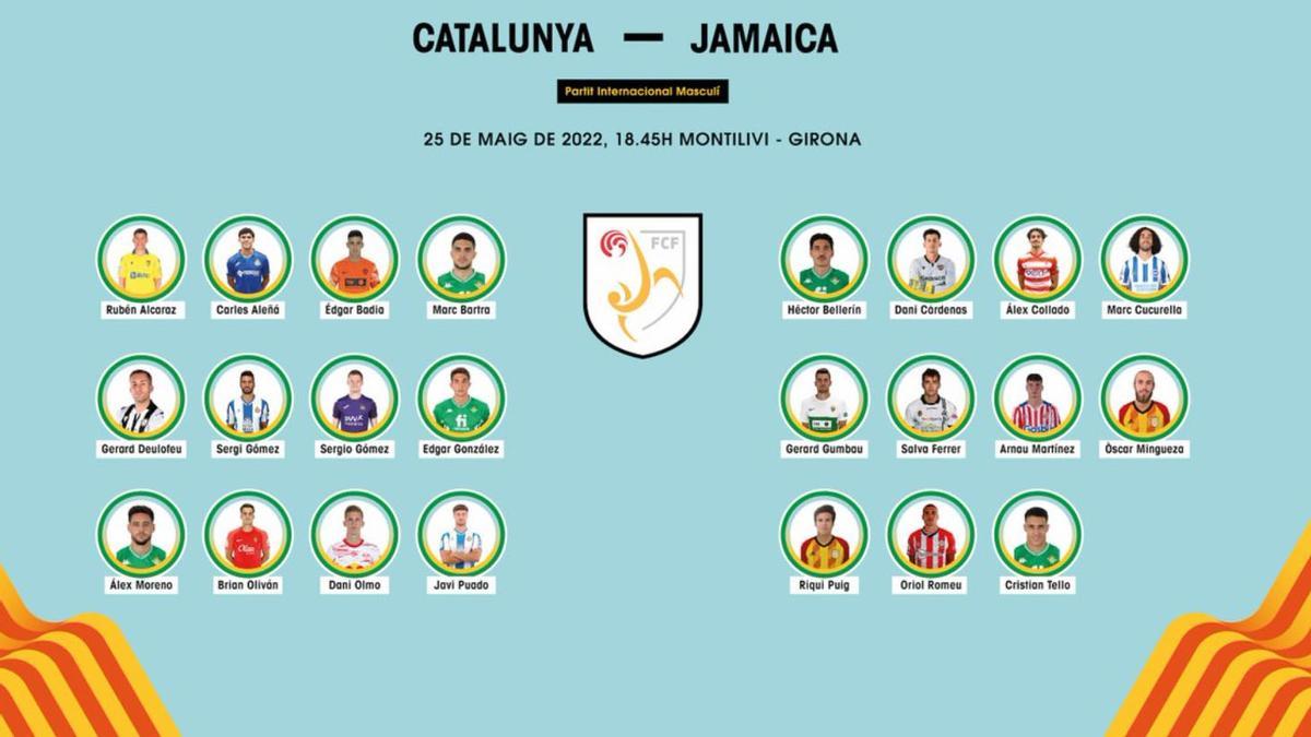 La lista de 23 convocados de la Selección catalana para el amistoso frente a Jamaica | Twitter @FCF_CAT