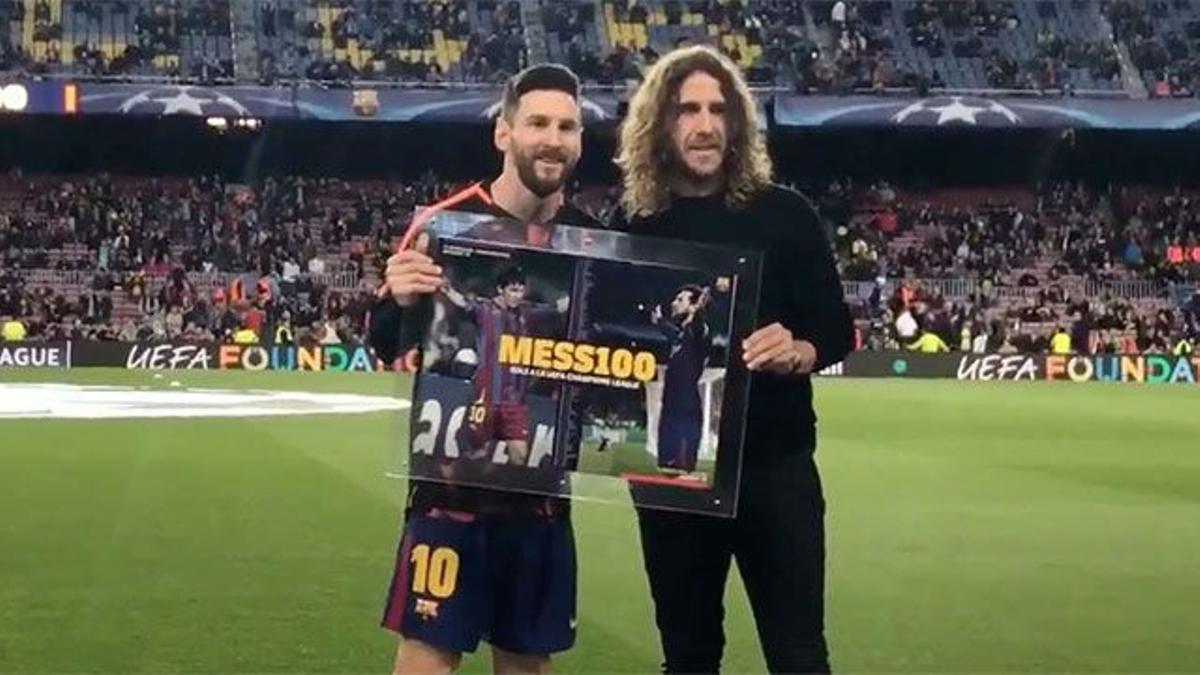 Messi, homenajeado antes del Barça-Roma