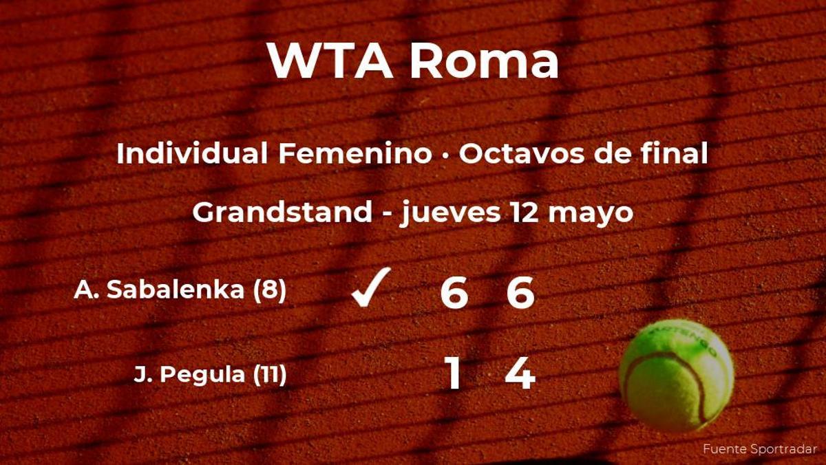 Aryna Sabalenka pasa a los cuartos de final del torneo WTA 1000 de Roma
