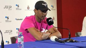 Nadal, durante su última rueda de prensa Nadal, durante su última rueda de prensa