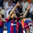 Joao Cancelo celebró por todo lo alto el gol que culminó la remontada del Barça ante el Celta