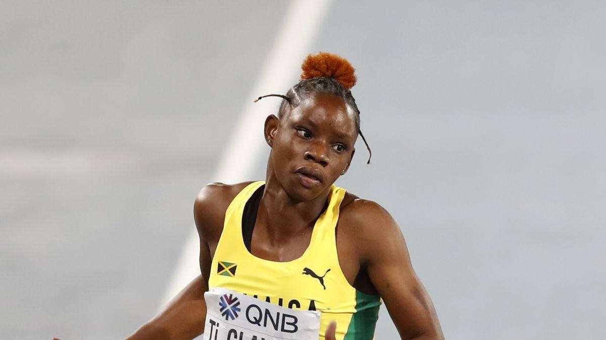 Tina Clayton, una de las relevistas del 4x100 jamaicano que se ha llevado el oro en el Mundial sub20 de Cali.
