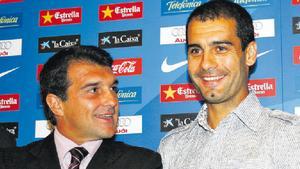 Joan Laporta y Pep Guardiola en 2008