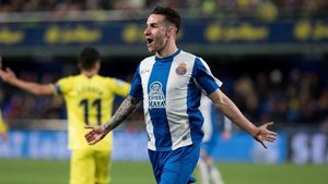 López celebra su único gol con el Espanyol la temporada pasada López celebra su único gol con el Espanyol la temporada pasada