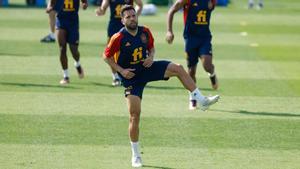 Jordi Alba, durante un entrenamiento de la Selección