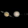 Representación a escala de los planetas que componen el Sistema Solar.