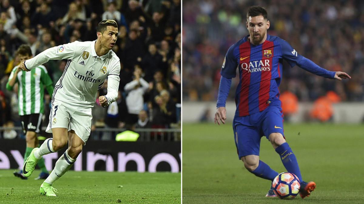 Cristiano Ronaldo y Leo Messi. El jugador del Real Madrid es el mejor pagado del fútbol europeo. El del FC Barcelona, negociando un nuevo contrato, el tecero