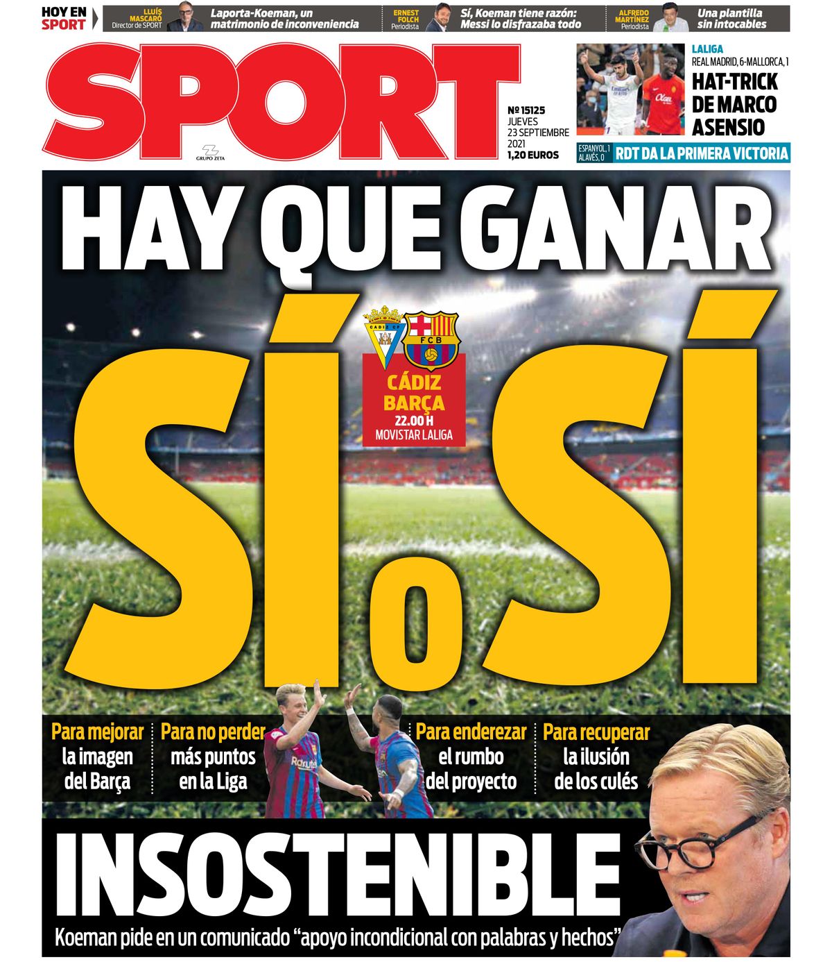 Esta es la portada de SPORT Esta es la portada de SPORT