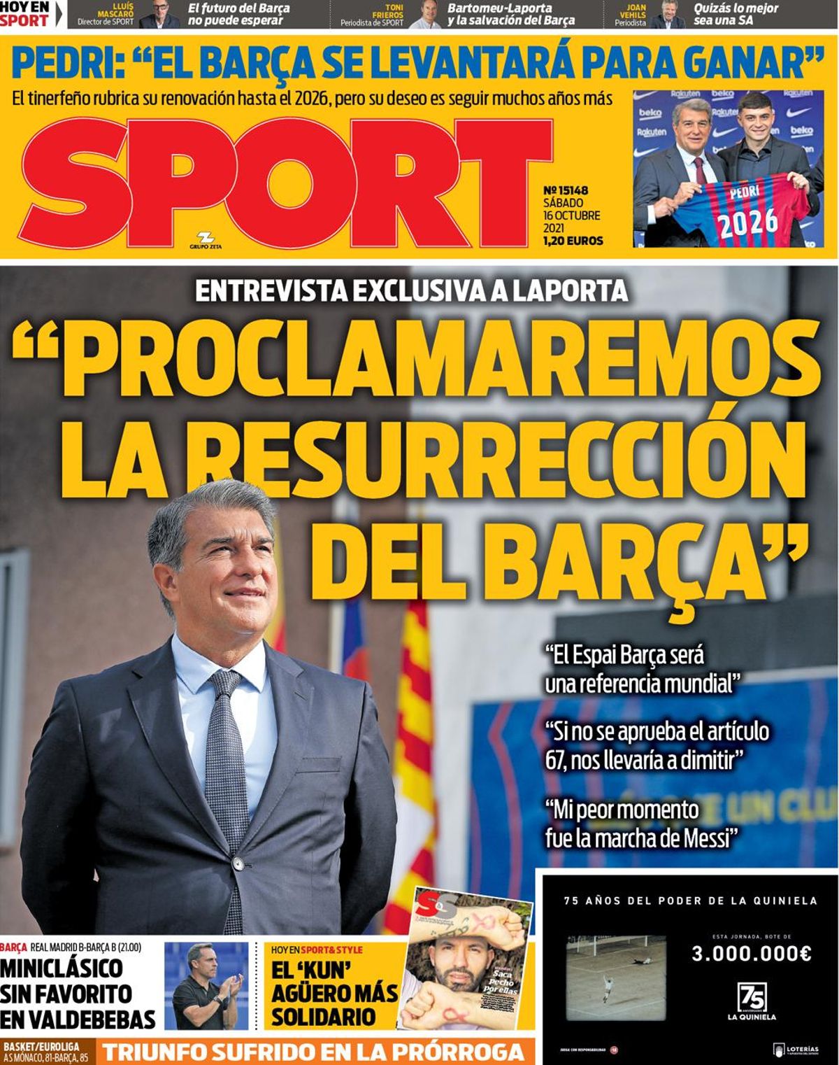 Esta es la portada del SPORT Esta es la portada del SPORT
