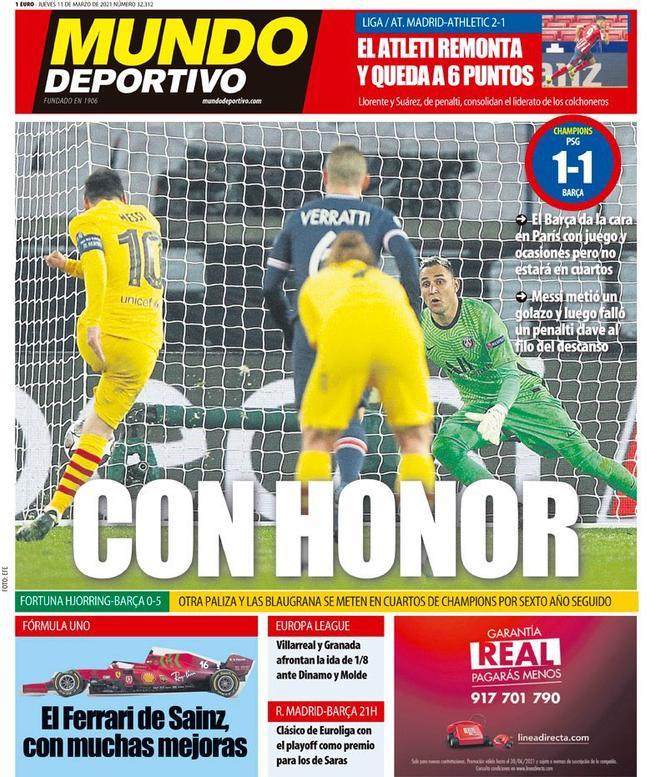 La portada de Mundo Deportivo del 11/03/21