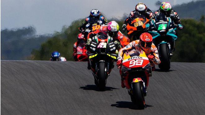 Marc Márquez, durante la carrera en Portimao, la primera en nueve meses para él Marc Márquez, durante la carrera en Portimao, la primera en nueve meses para él
