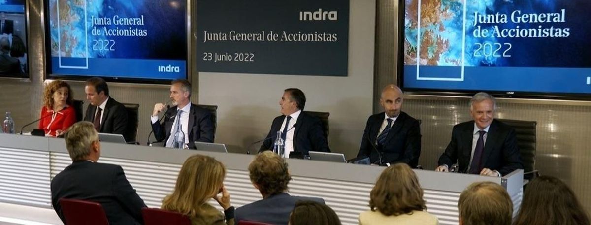 Junta de accionistas de Indra celebrada este jueves. Junta de accionistas de Indra celebrada este jueves.