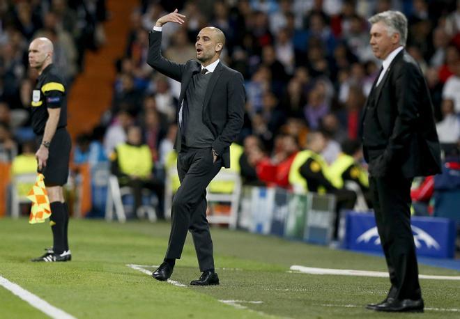 Guardiola cosechó su primera derrota como entrenador en el Santiago Bernabéu en las semifinales de la Champions de 2014, dirigiendo al Bayern (1-0)