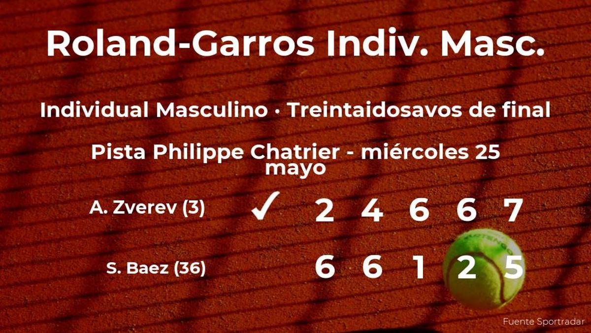 El tenista Alexander Zverev, clasificado para los dieciseisavos de final de Roland-Garros