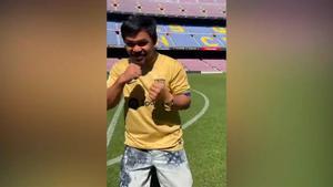 Pacquiao visita el Camp Nou y se viste de dorado