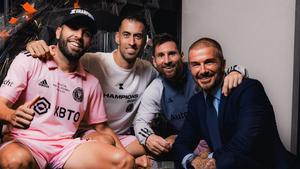 Alba, Busquets, Messi y Beckham celebran el título