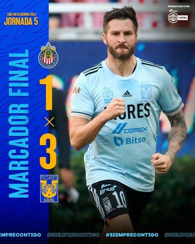 Los Tigres UANL suben al cuarto lugar del Clausura gracias a su victoria ante el Guadalajara