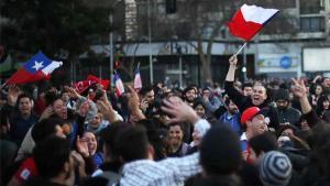 Los aficionados de Chile salieron a la calle para celebrar el triunfo